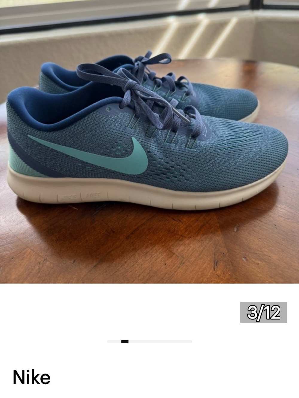 Nike Blue Running Shoe with Aqua Swoosh - Picture 3 of 11